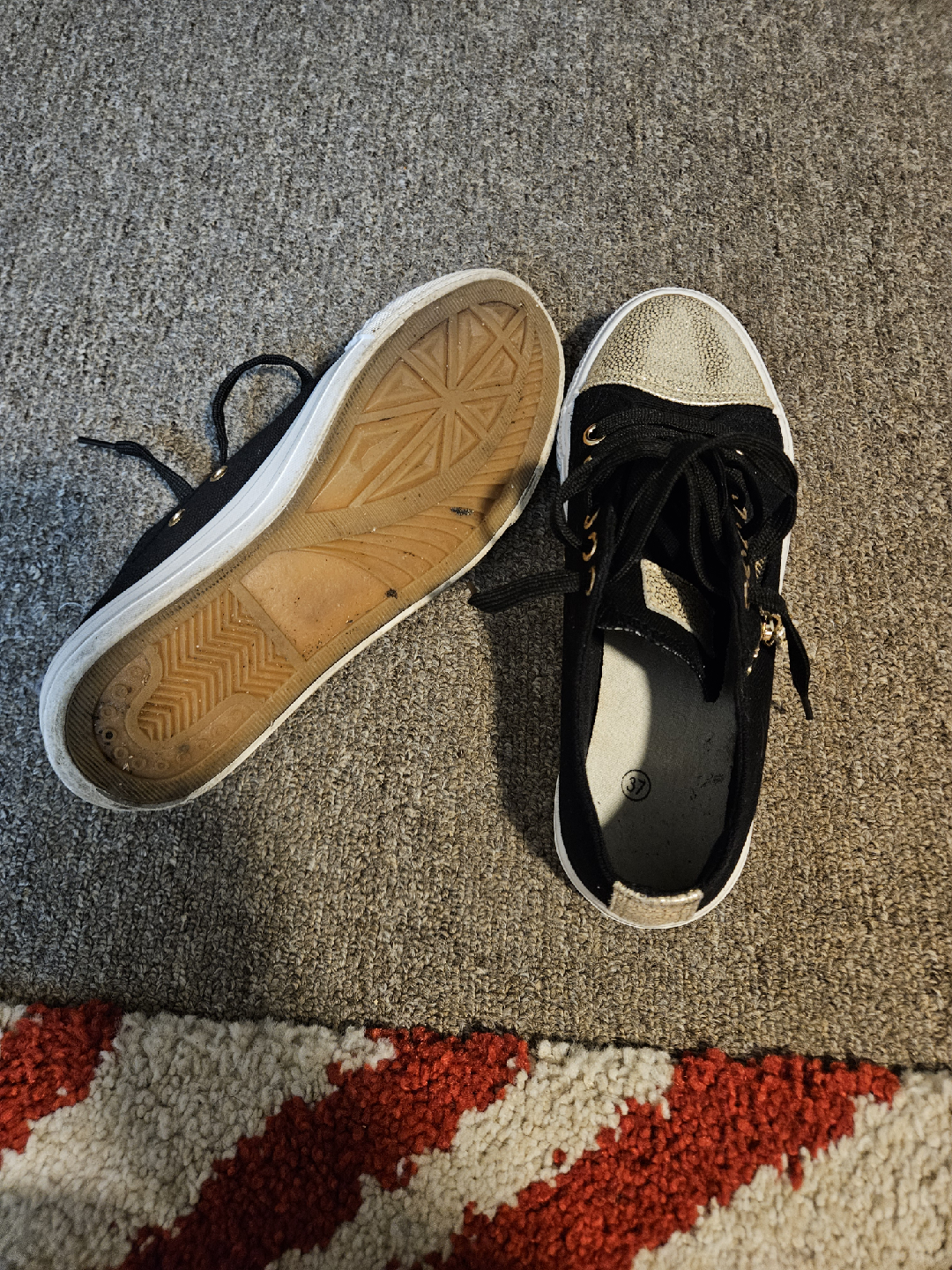Black & Gold Accent Sneakers - Size 7 - photo 2