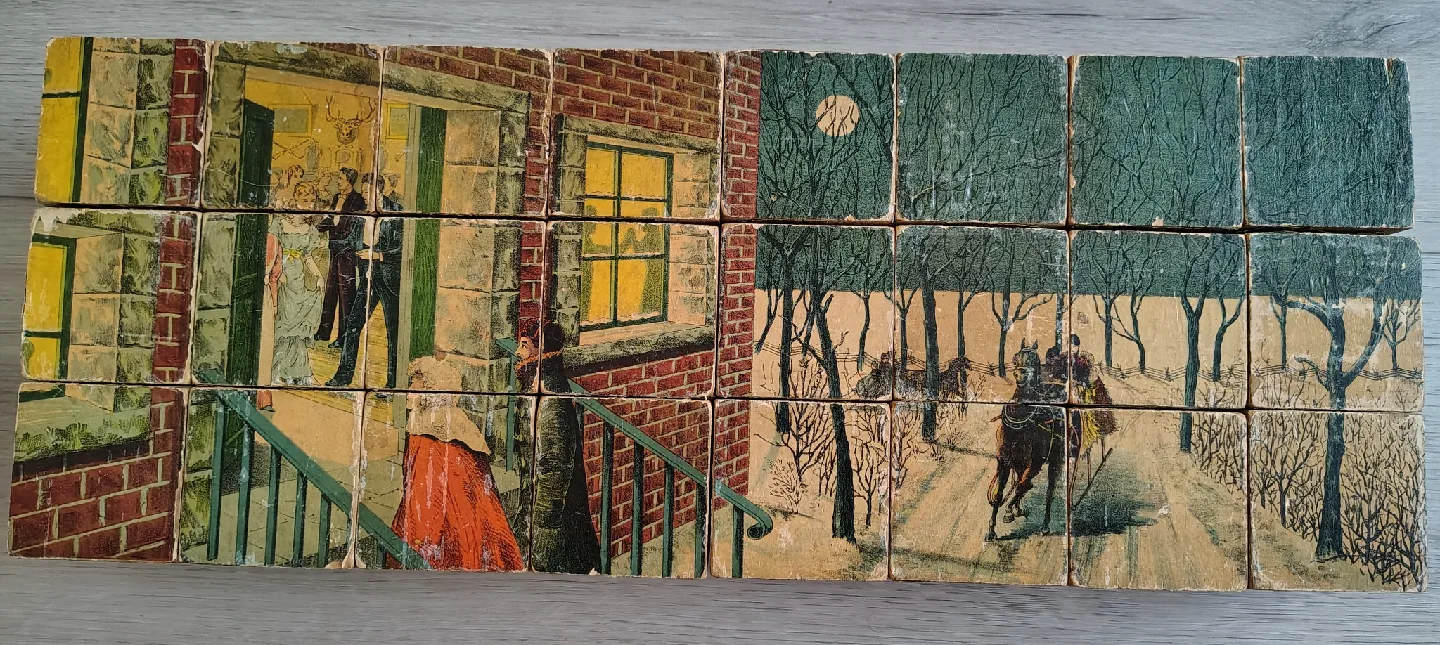 Very Nice, Very Vintage Wooden Puzzle Picture Blocks. image indicator(8)