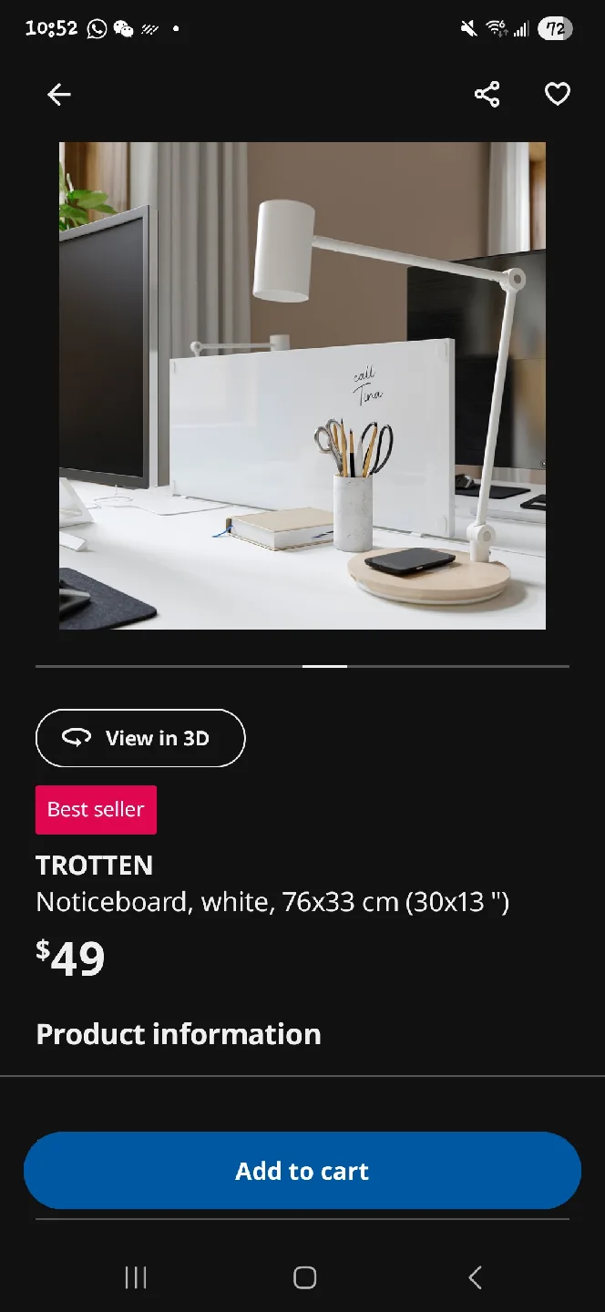IKEA Trotten Noticeboard - 76x33 cm (30x13") image indicator(3)