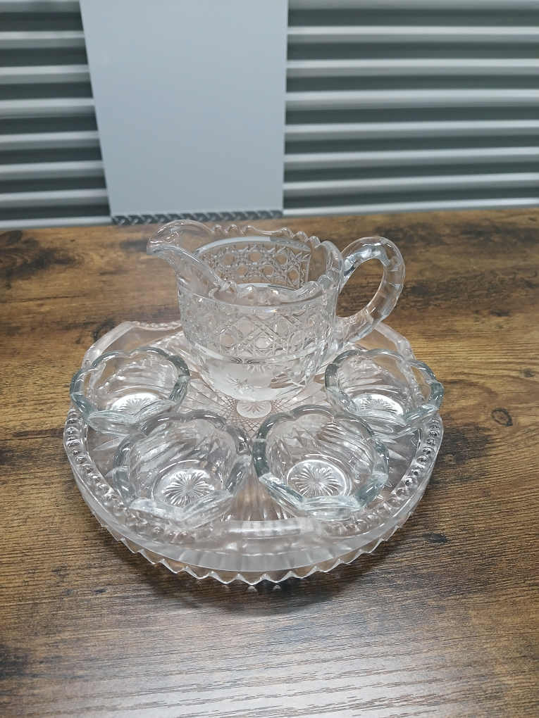 Vintage Clear Glass Creamer and Sugar Set