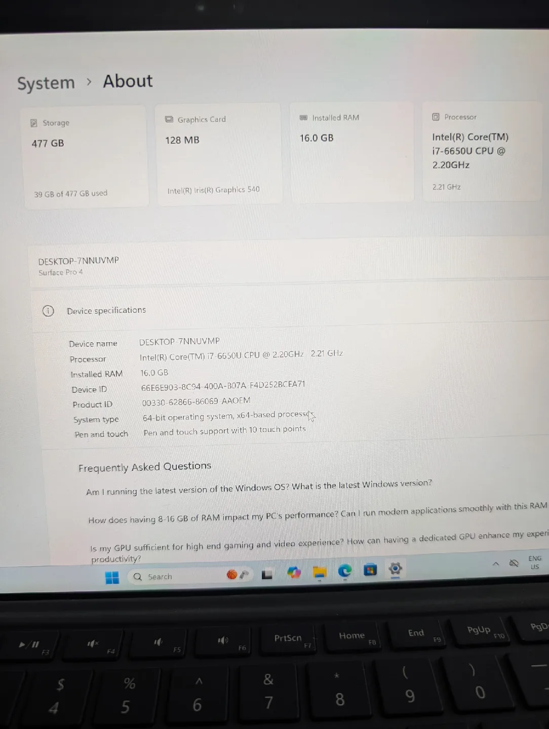 Microsoft Surface Pro 4, i7, 16GB RAM image indicator(3)