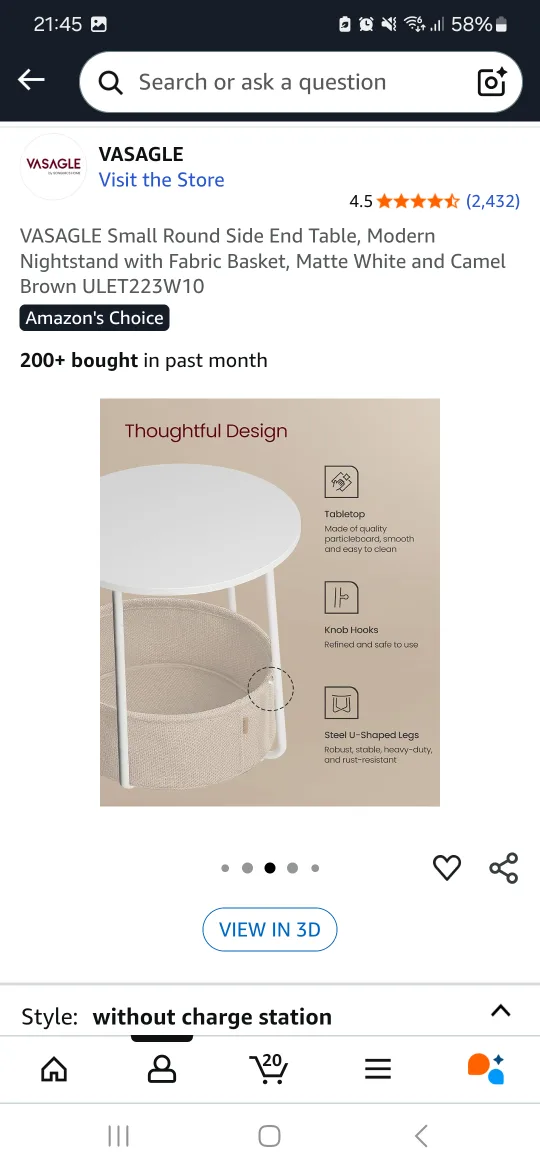 VASAGLE Small Round Side End Table image indicator(4)