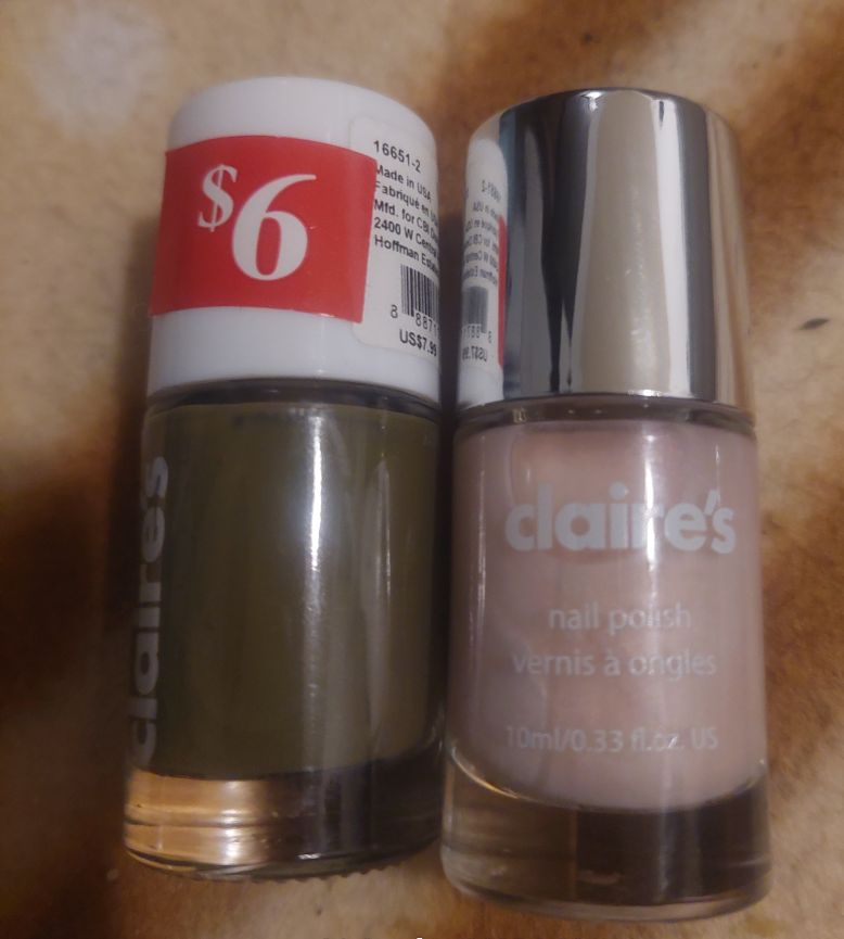 Claire's Nail Polish Set - Olive Green & Pink