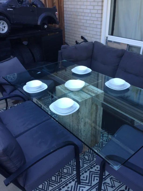 Tavertine Italian Glass Table image indicator(3)