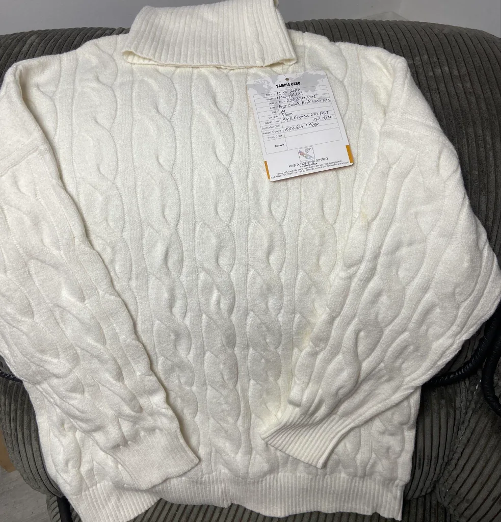 New White Cable Knit Turtleneck Sweater with tag thumbnail