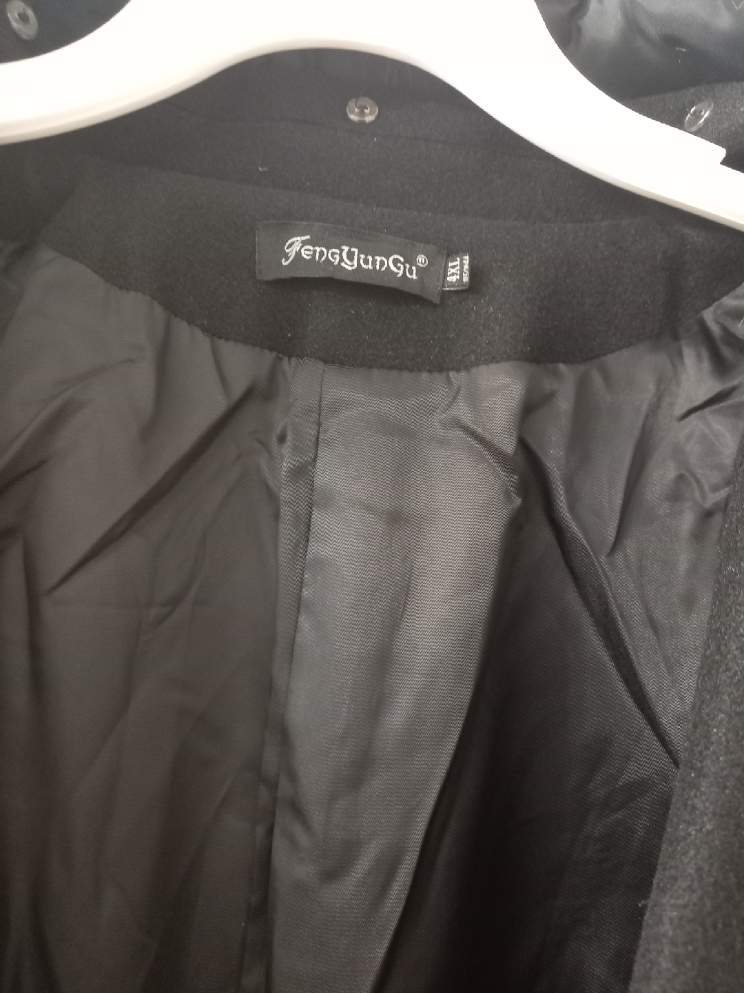 FengYunGu Black Wool Coat with Faux Fur Collar - 4XL - photo 4