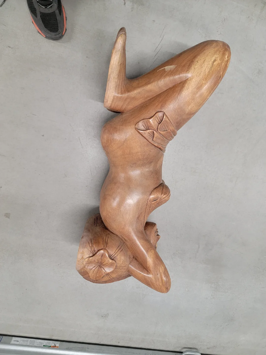 Unique Vintage Wood Hand-Carved Woman Sculpture Coffee Table image indicator(8)