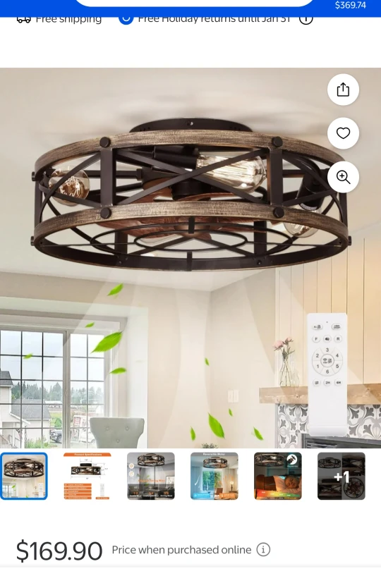 SHLUCE Caged Ceiling Fan with Lights - New in Box