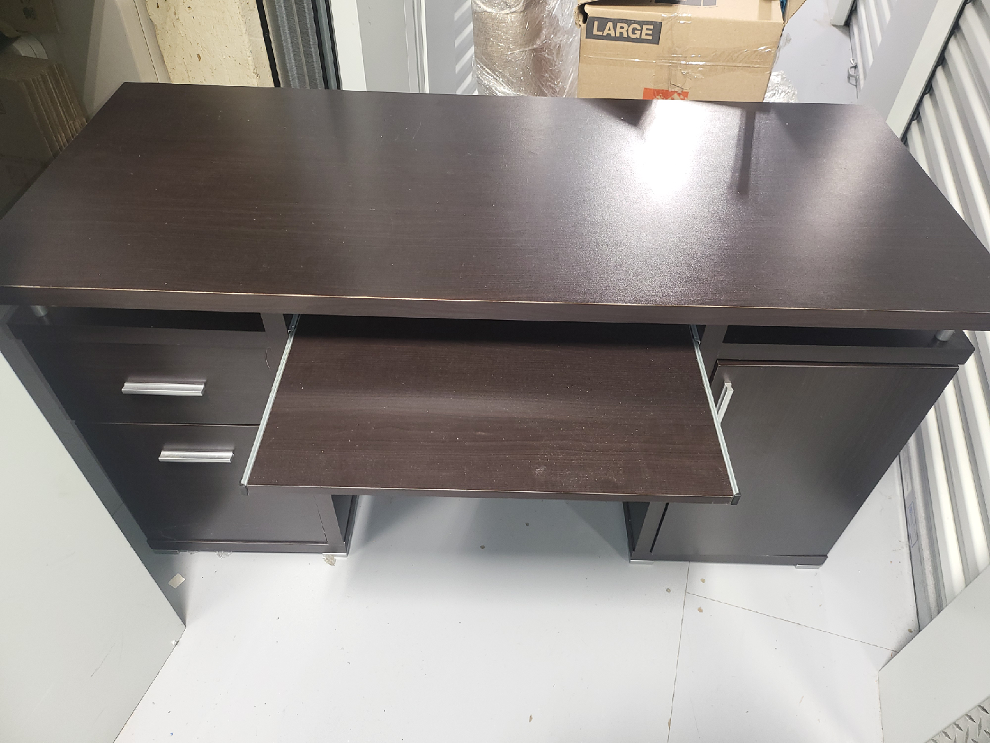 2 Brown Wood Desk with Drawers