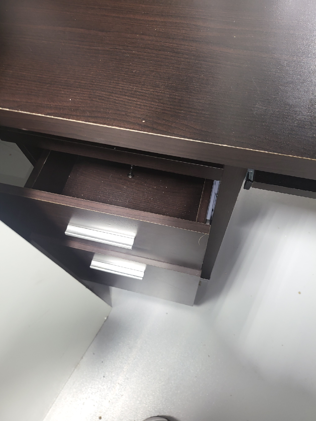 2 Brown Wood Desk with Drawers - photo 3