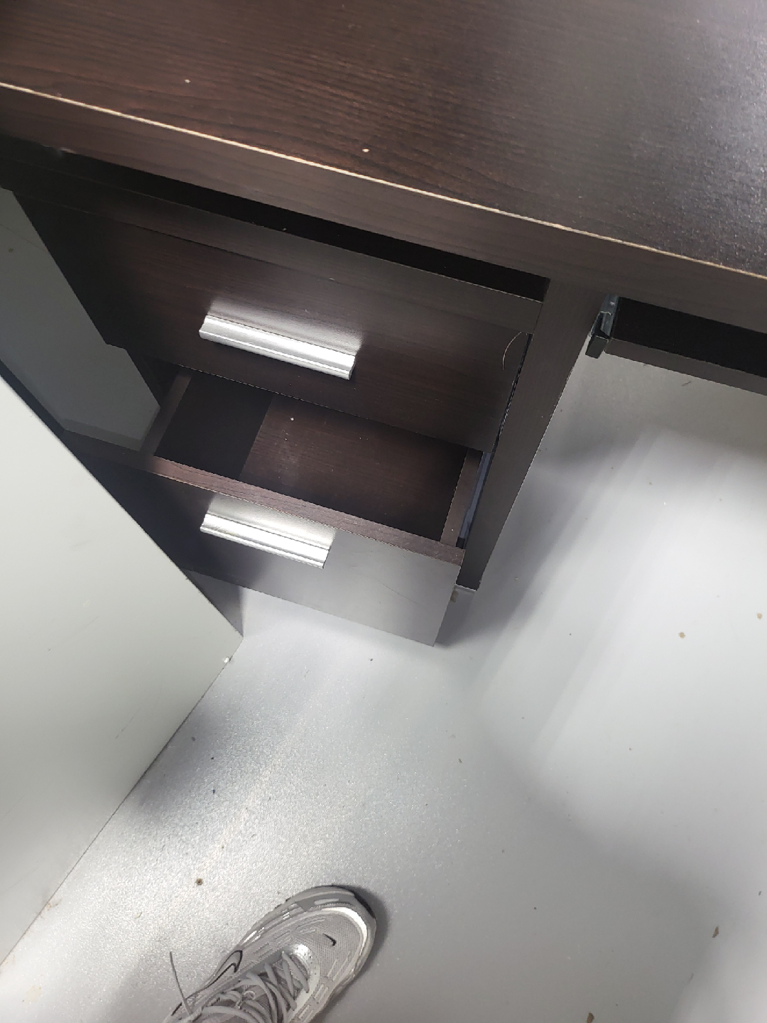 2 Brown Wood Desk with Drawers - photo 4
