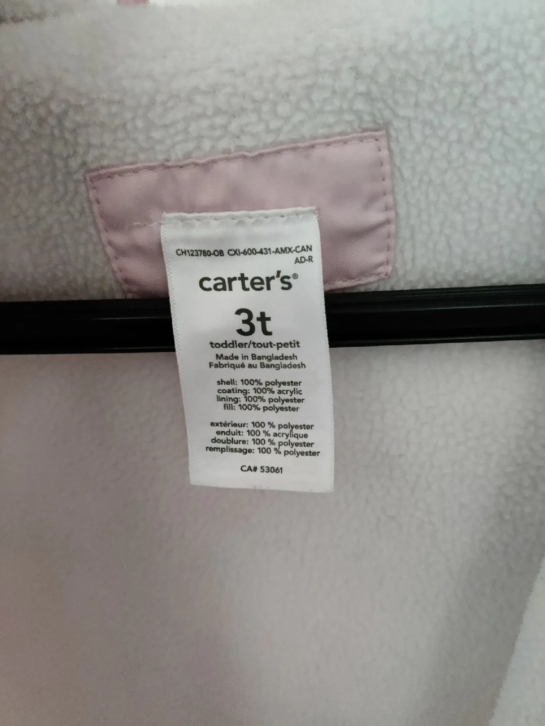 Carter's 3T Toddler Girl's Pink Star Jacket image indicator(3)