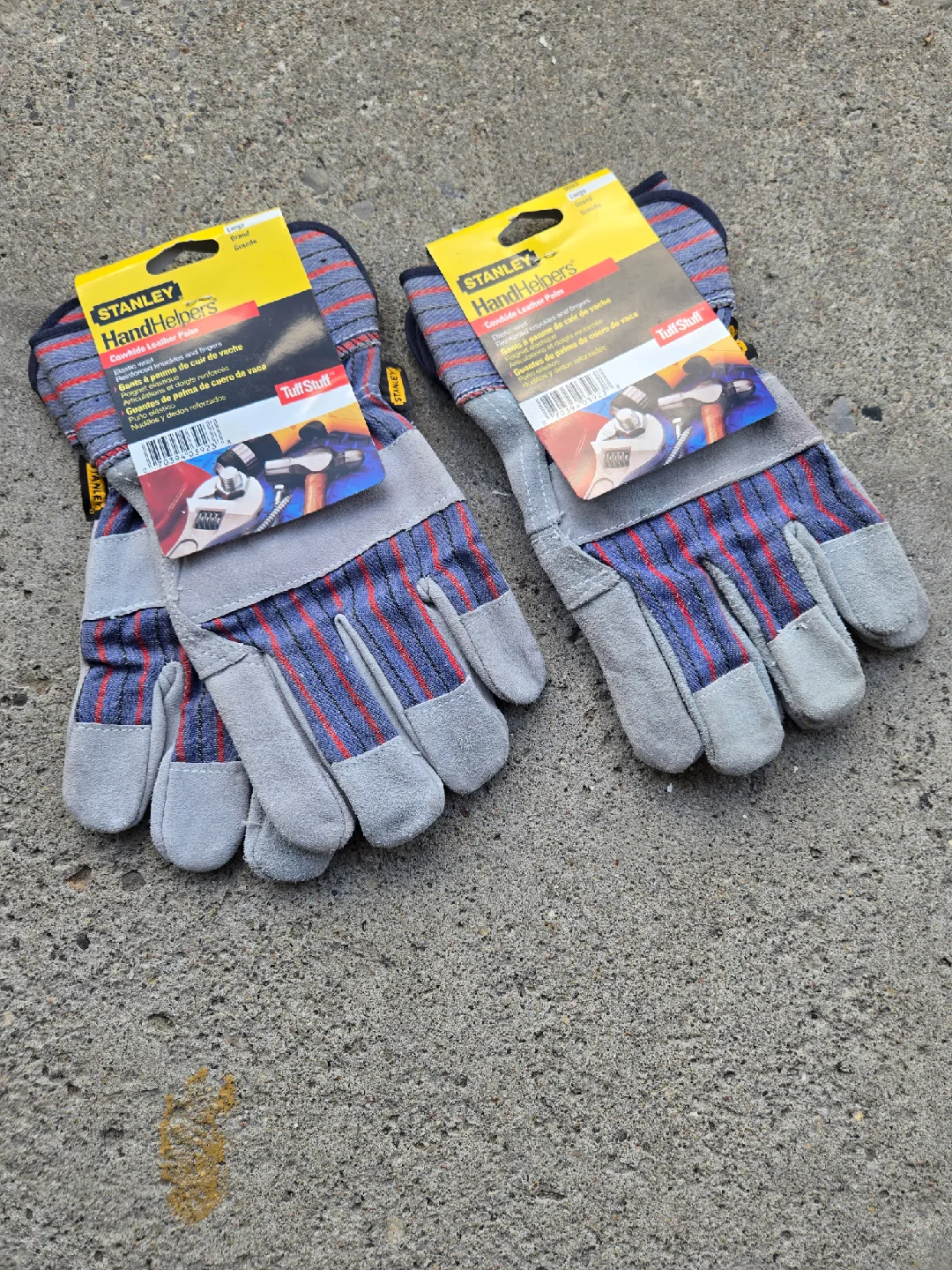 TWO PAIRS of Cowhide Leather Palm Work Gloves thumbnail