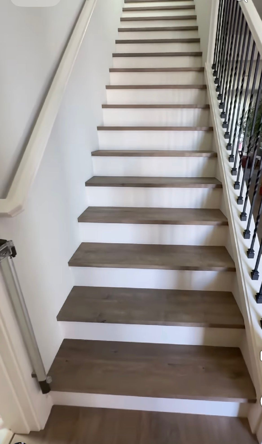 matching stair tread with floor vinyl