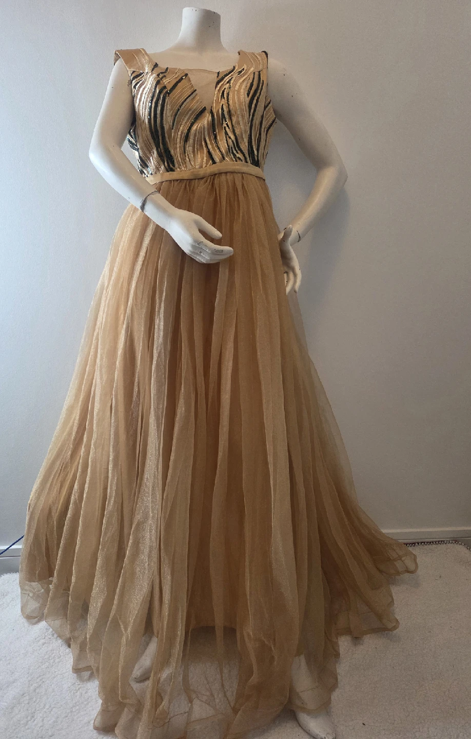 Gold Tulle Formal Dress