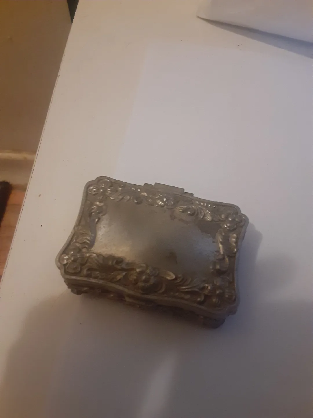 Vintage Antique Ornate silver Trinket Box thumbnail