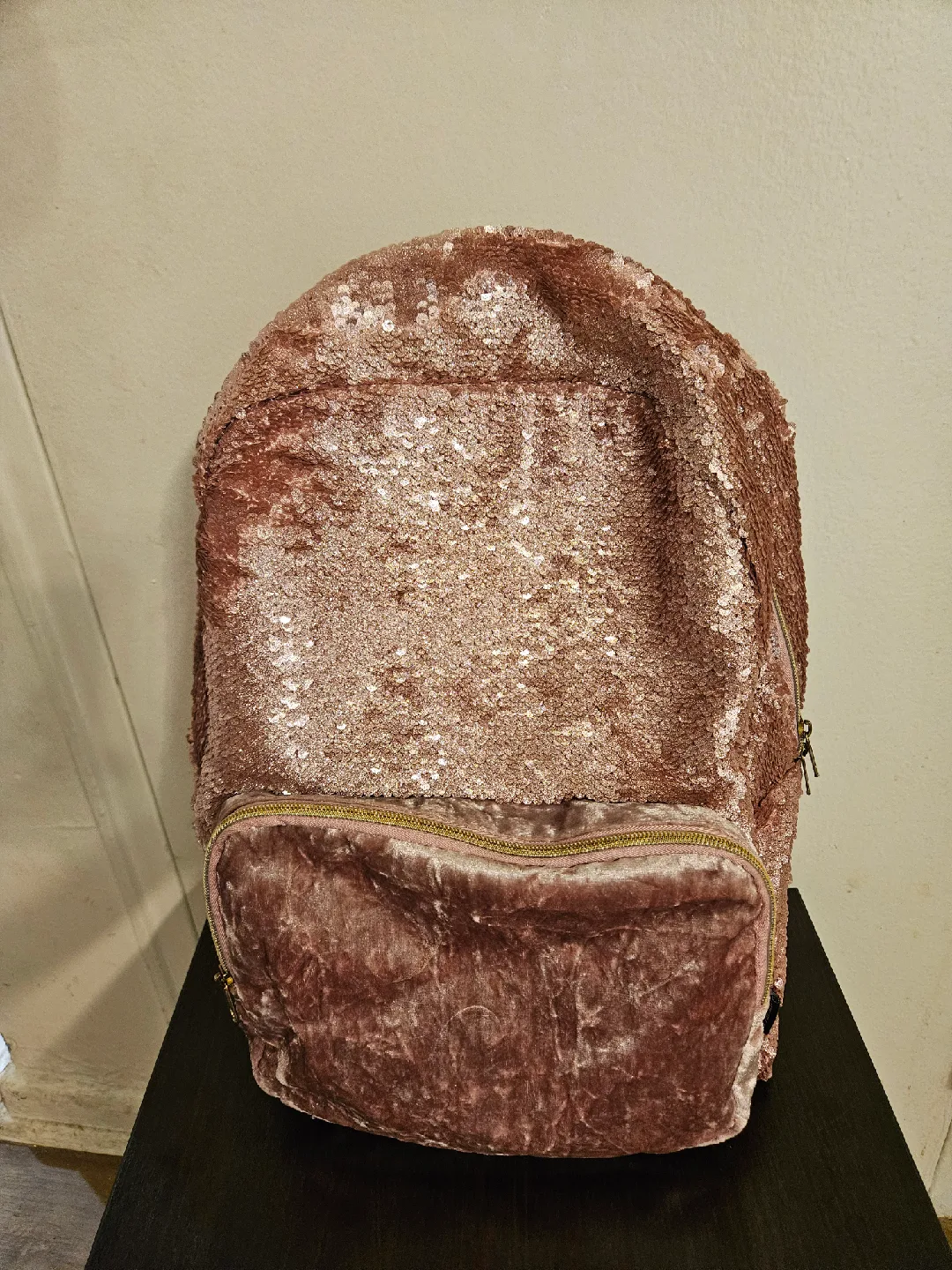 Sequin & Velvet Backpack - Rose Gold thumbnail