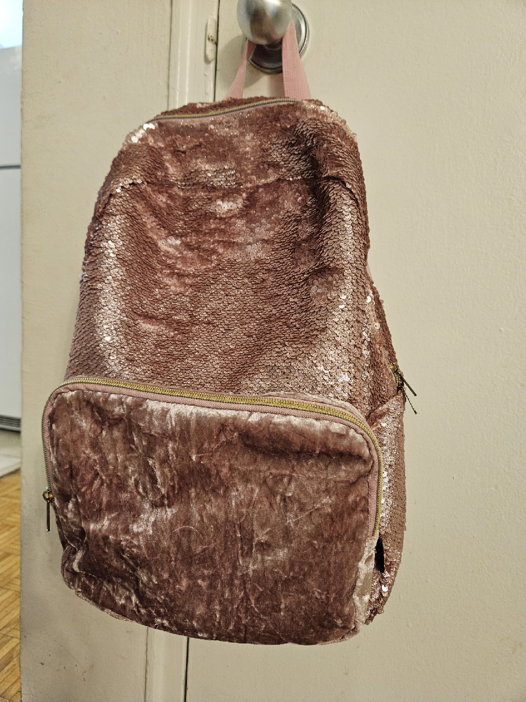 Sequin & Velvet Backpack - Rose Gold - photo 2