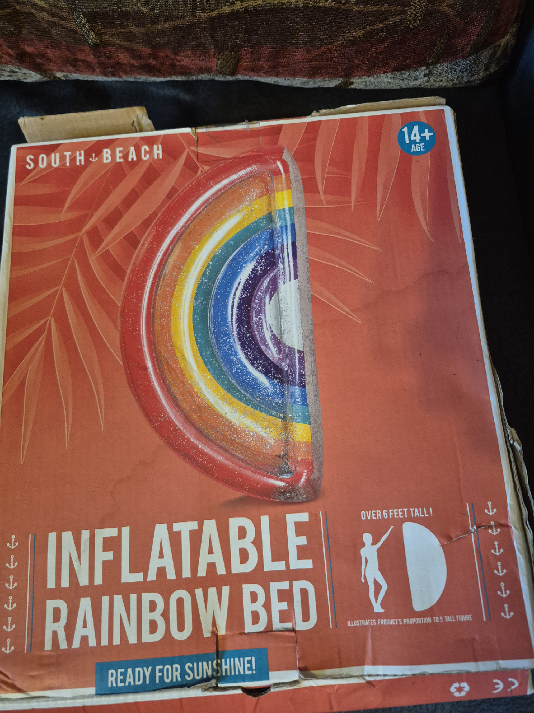 South Beach Inflatable Rainbow Bed - New in Box!