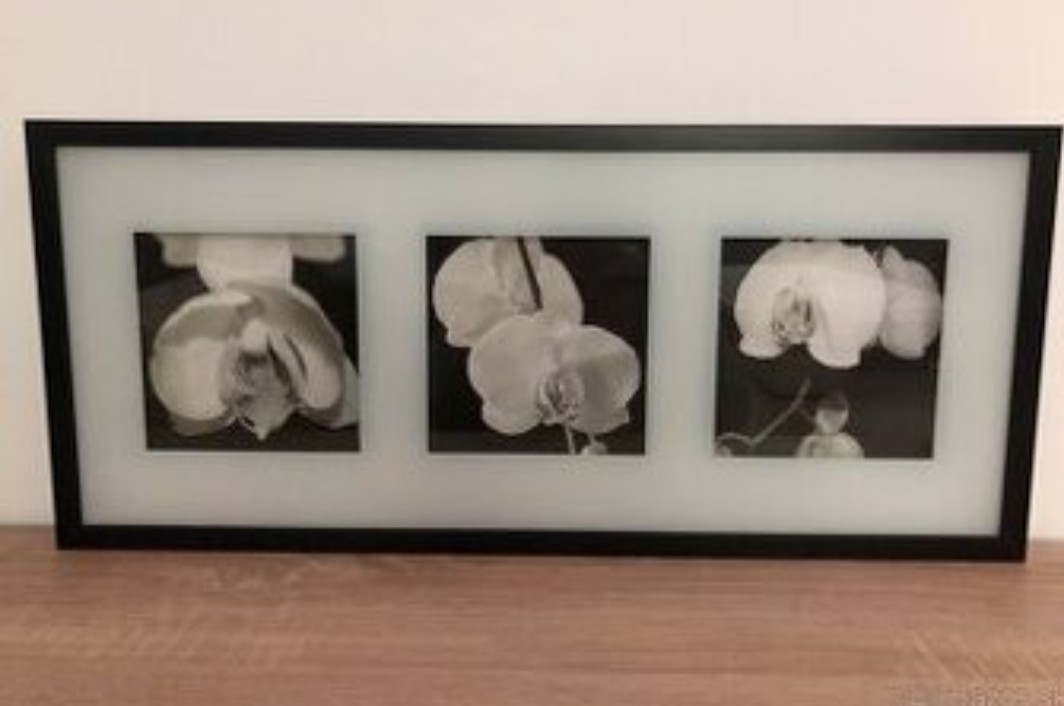 IKEA Black Framed Floral Triptych wooden Wall Art
