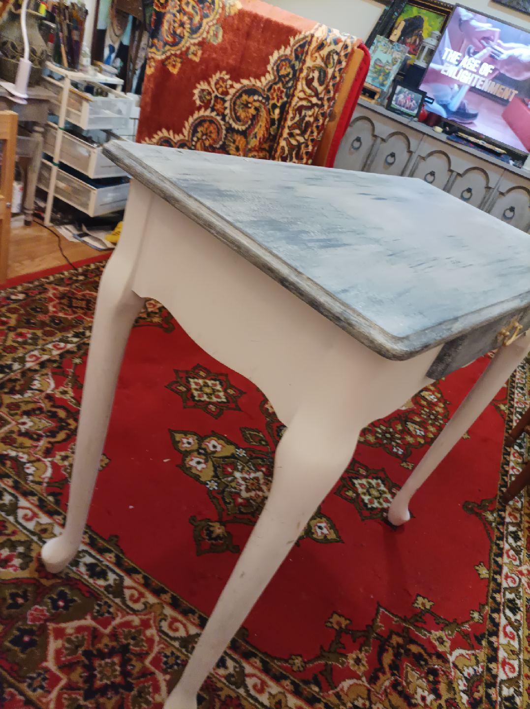 Grey Painted Wooden Desk with Drawer - photo 5
