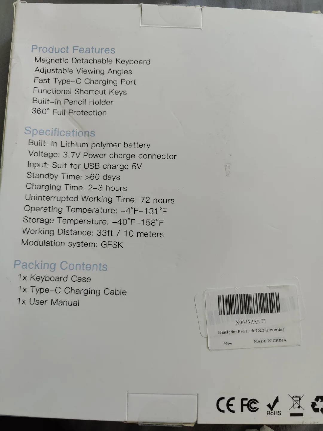 Wireless Keyboard Case for iPad - Lavender image indicator(2)