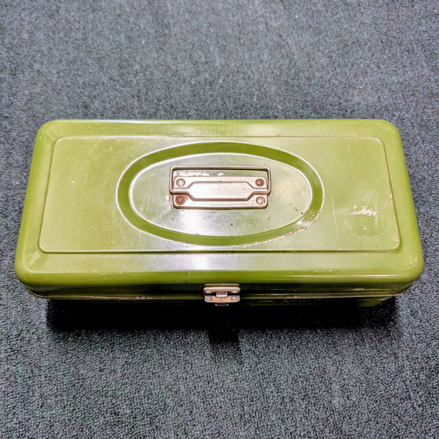 Vintage Union Green Metal Toolbox / Storage Box - photo 2