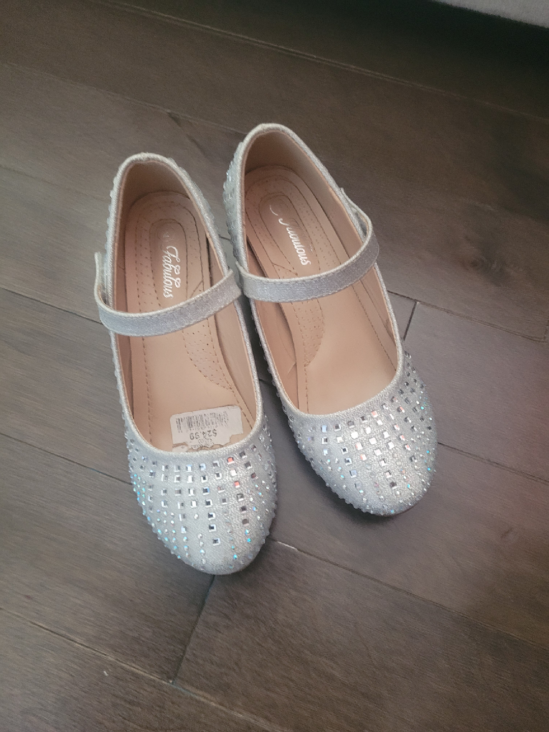 Fabulous Girls Silver Sparkly Shoes - Size 2
