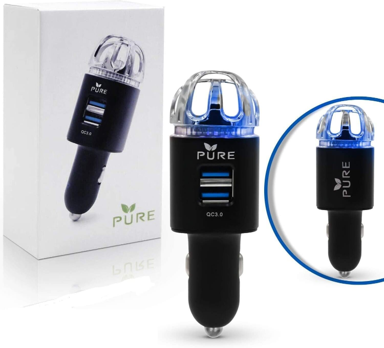 Car Air Purifier Premium Air Ionizer & Car Charger Accessory