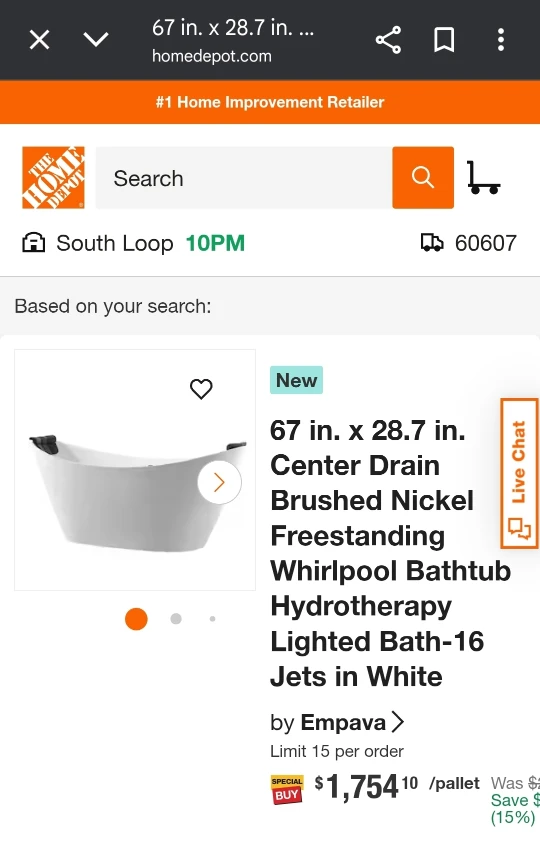 New Empava 59" Freestanding Whirlpool Bathtub - photo 4