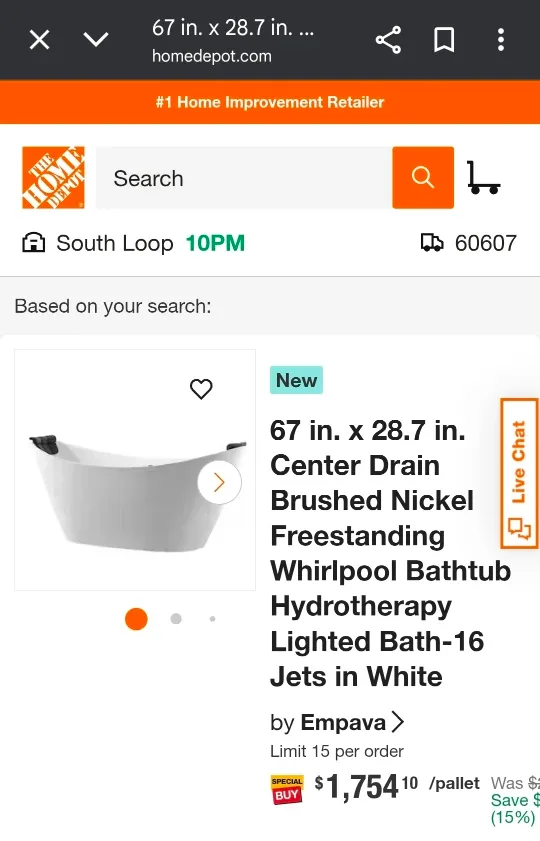 New Empava 67" Freestanding Whirlpool Bathtub image indicator(4)