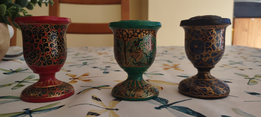 Set of 3 Decorative Christmas Candle Holders - Made in India - photo 2