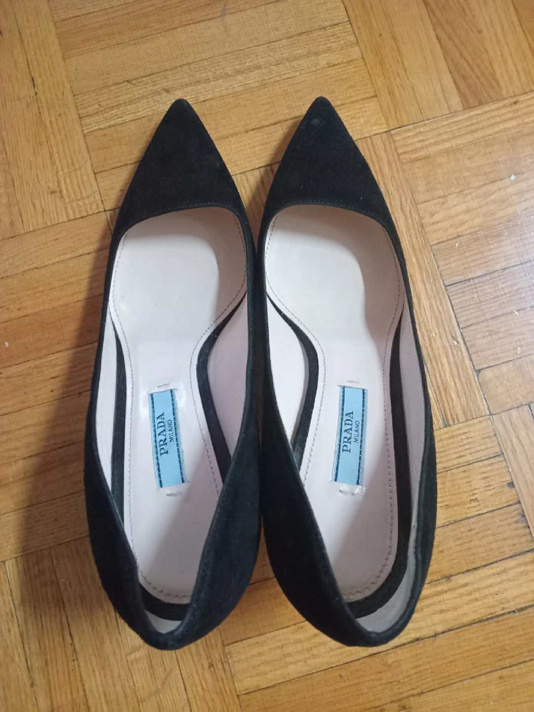 Prada Milano Black Suede Heels Size US   6.5W image indicator(2)