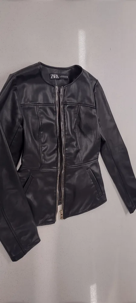 Zara Black Faux Leather Jacket thumbnail