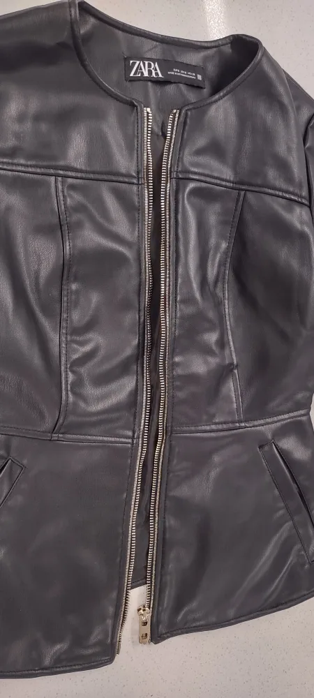 Zara Black Faux Leather Jacket image indicator(6)