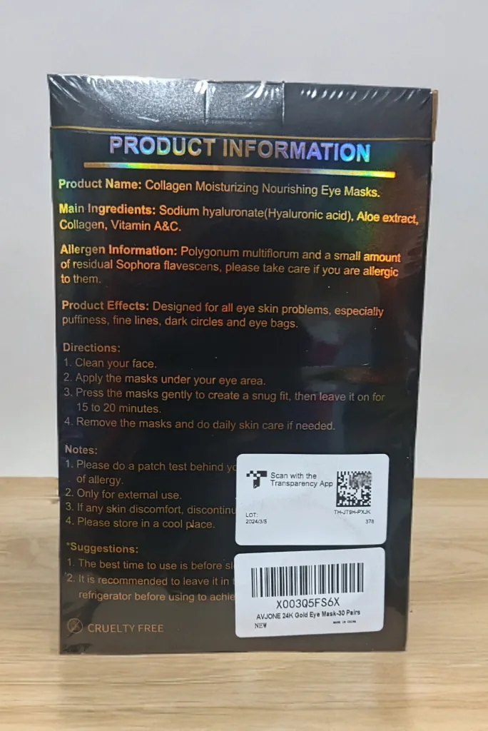 NIB*AVJONE 24K Gold Collagen Eye Mask—30 Pairs/box image indicator(2)
