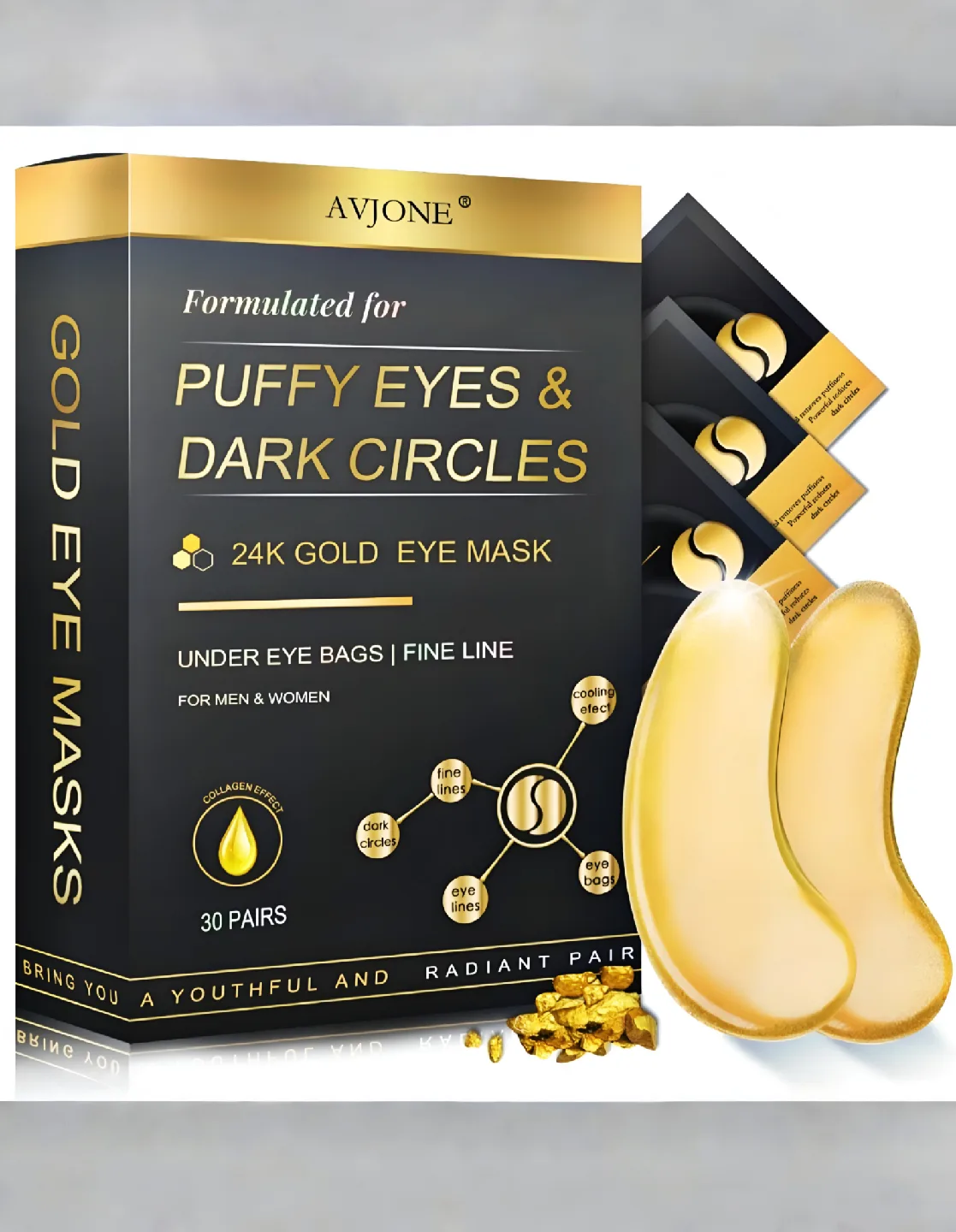 NIB*AVJONE 24K Gold Collagen Eye Mask—30 Pairs/box image indicator(6)