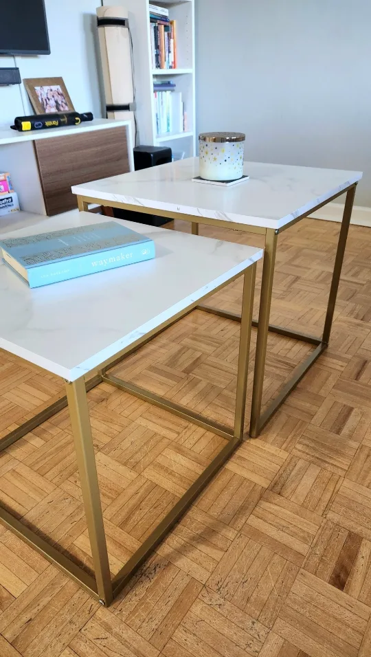 Marble-Finish Coffee Tables set (2 new pcs)