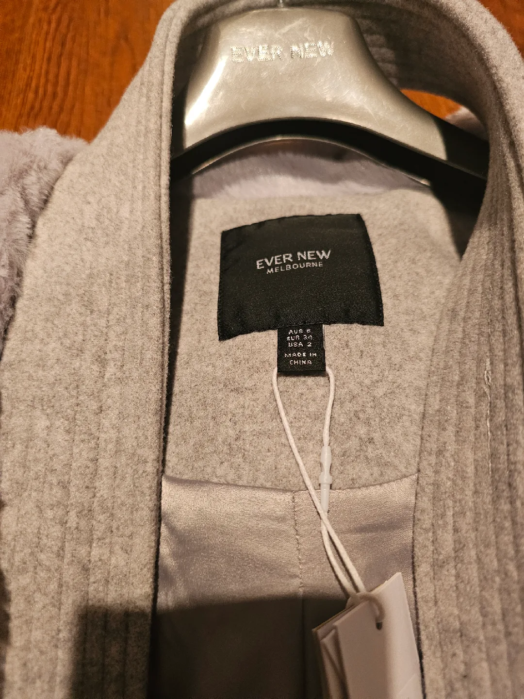 Ever New Soft Grey Faux Fur Lined Coat - Size 2 image indicator(3)