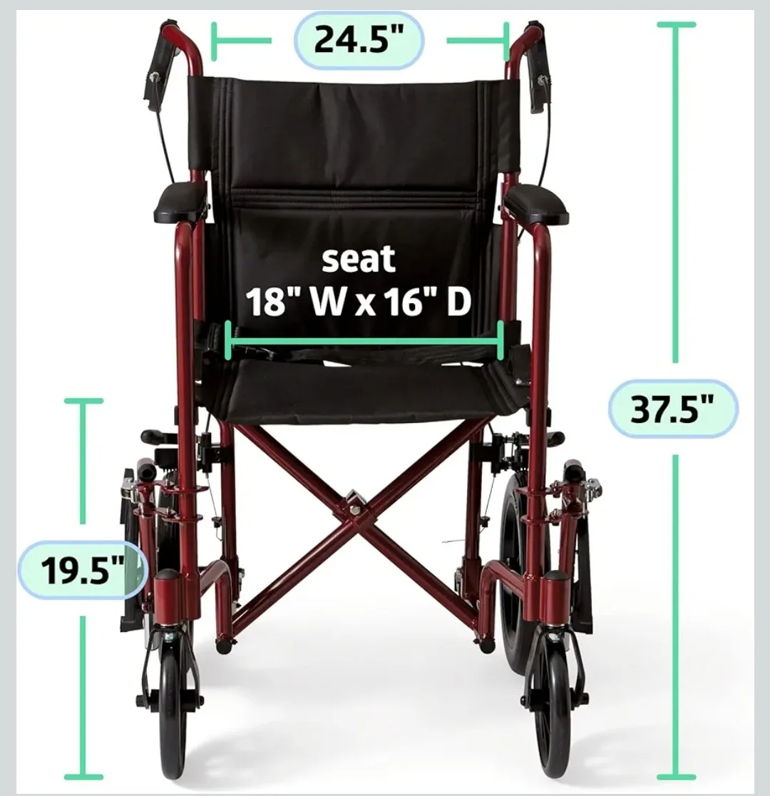 Medline Ultra Light Aluminum Transport Chair - New image indicator(2)