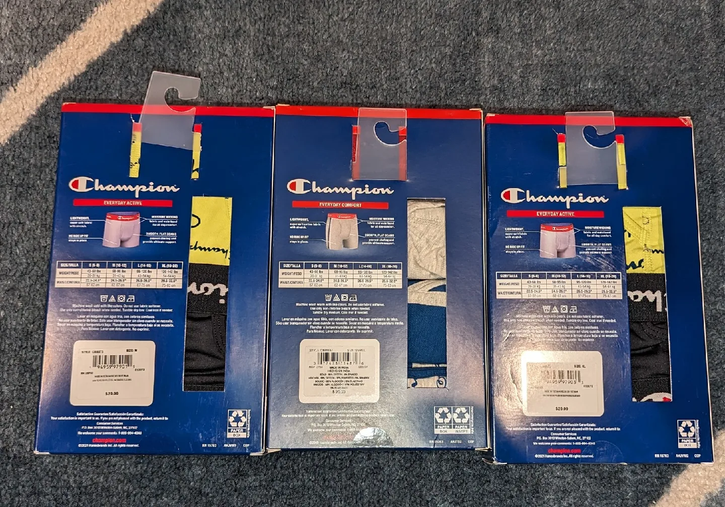 Champion Boys' Boxer Briefs, Sizes S, M, XL image indicator(2)