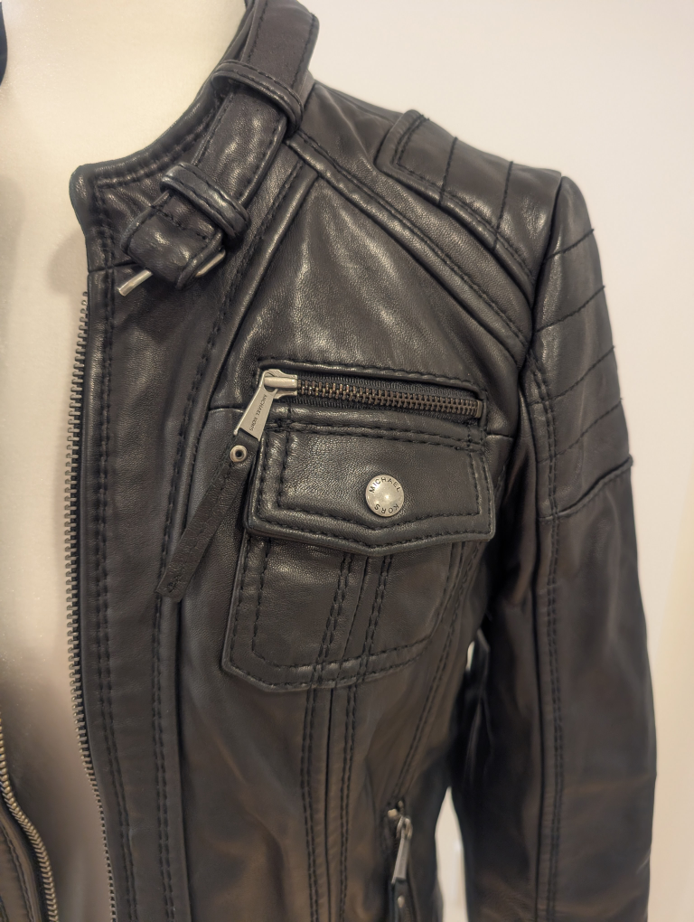 Michael Kors Black Leather Biker Jacket - photo 3
