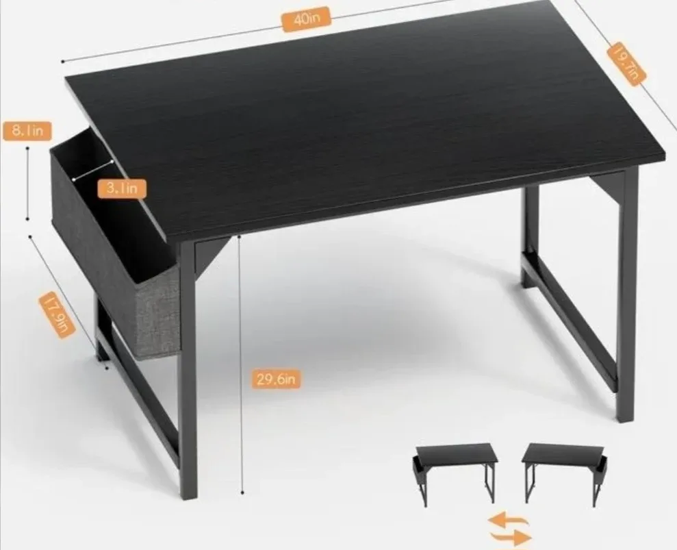 Black Computer Desk with Storage image indicator(2)