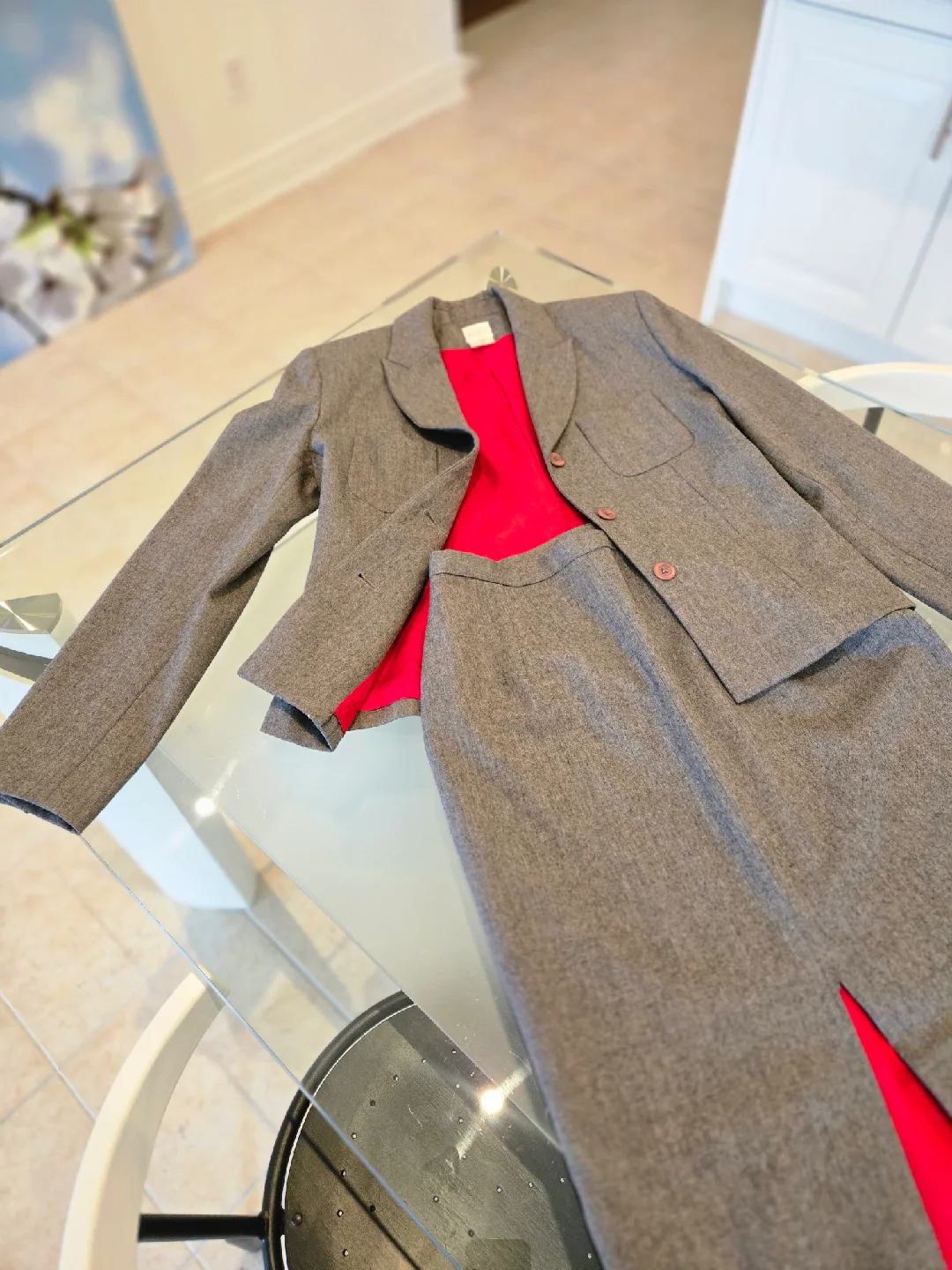 Grey Skirt Suit Set image indicator(2)