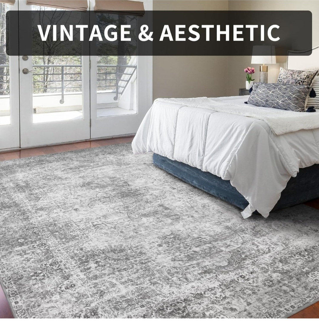 Vintage Aesthetic Grey 9×12 feet Area Rug - photo 2