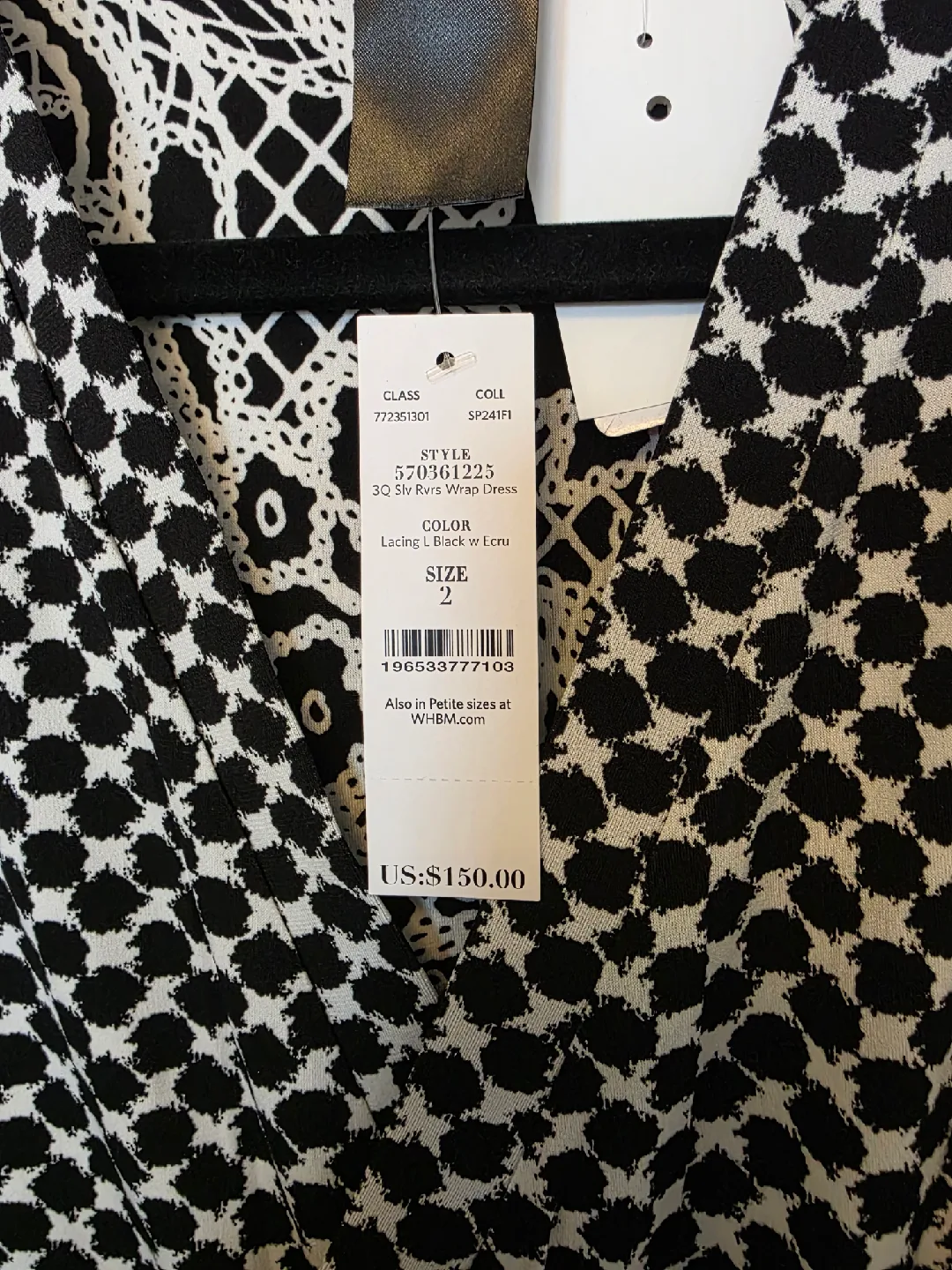 White House Black Market 3/4 Sleeve Reversible Wrap Dress image indicator(7)