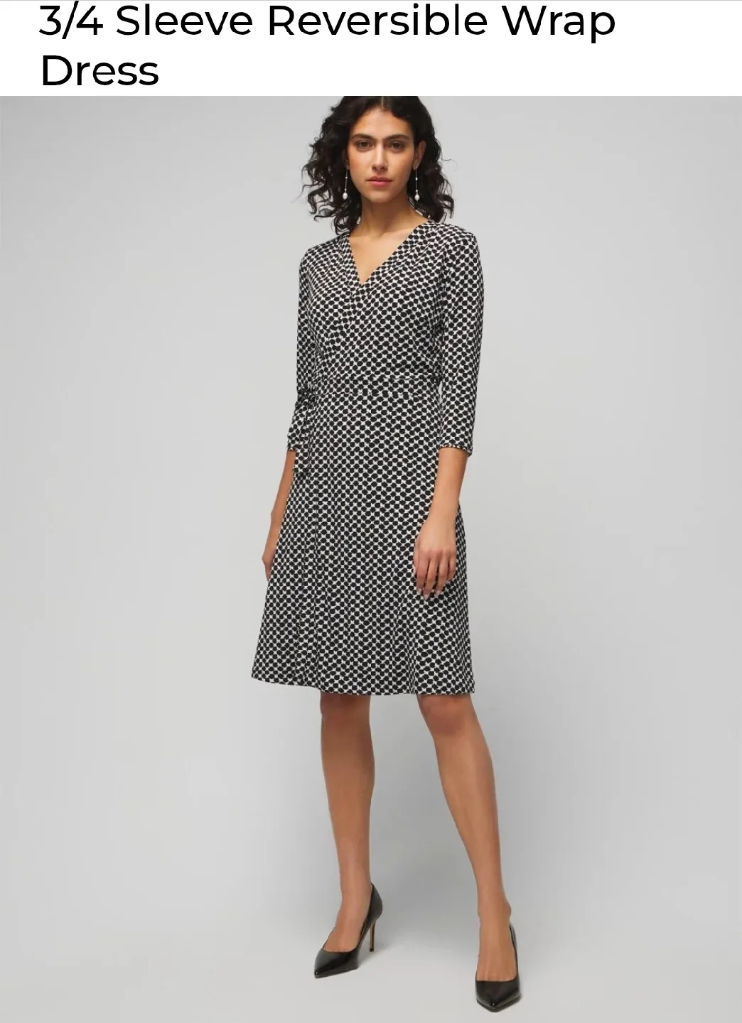 White House Black Market 3/4 Sleeve Reversible Wrap Dress image indicator(2)