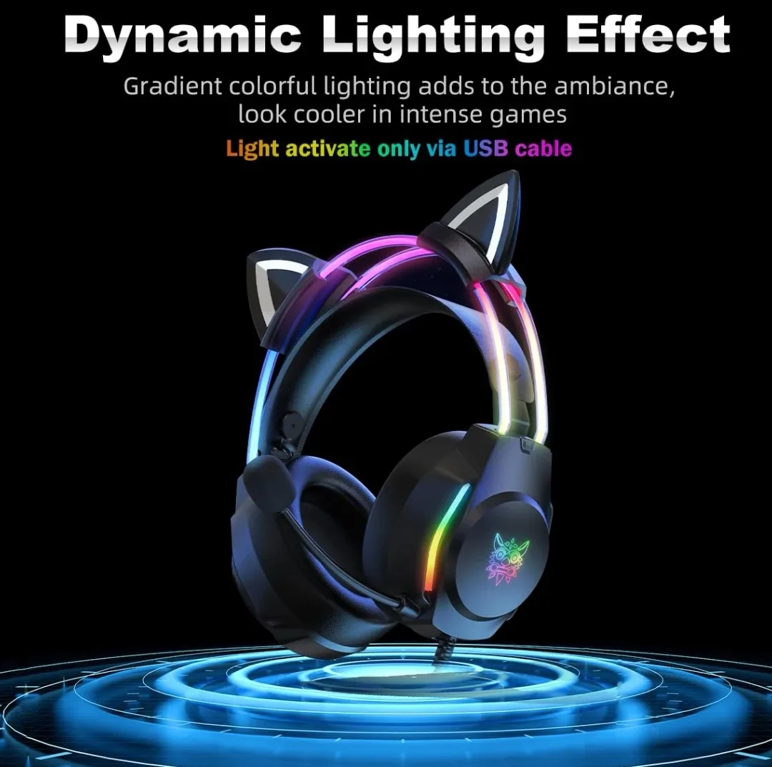 ONITOON X26 Black Cat Ear Gaming Headset image indicator(6)