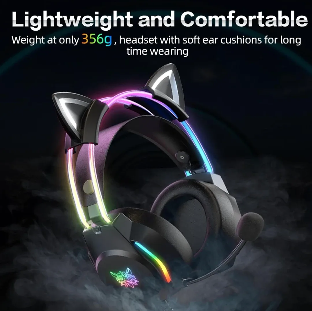 ONITOON X26 Black Cat Ear Gaming Headset image indicator(7)