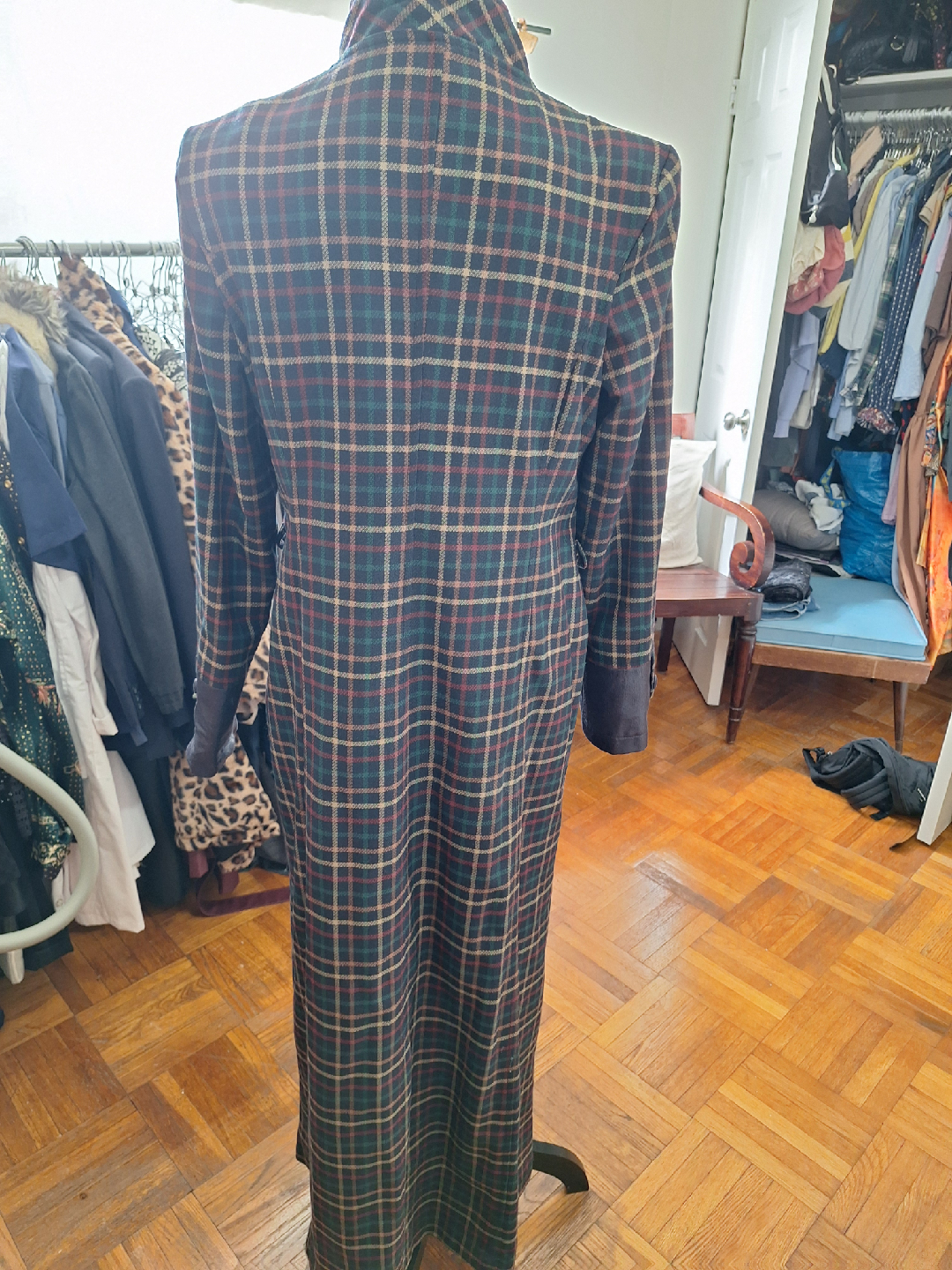 Vintage Plaid Wool Blend Coat - photo 4